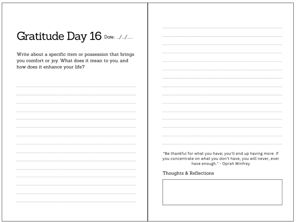 Women's gratitude journal guided prompts