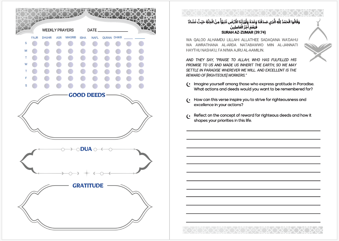 Islamic Prayer Workbook Journal Prompts